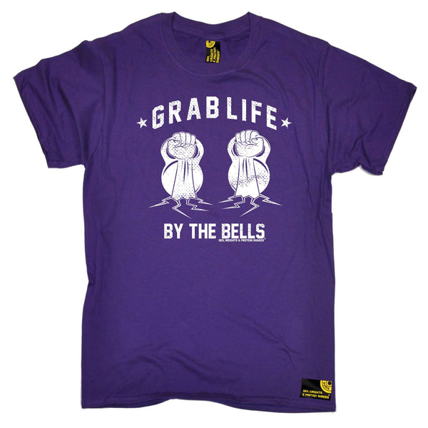 Sex Weights and Protein Shakes Gym Bodybuilding Tee - Grab Life By The Bells - Mens T-Shirt