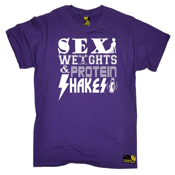 Sex Weights and Protein Shakes Gym Bodybuilding Tee - D2 Sex Weights Protein Shakes - Mens T-Shirt
