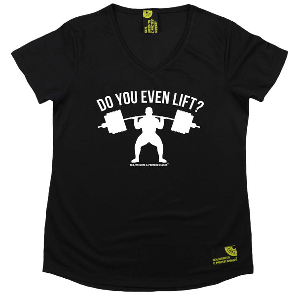 Sex Weights and Protein Shakes Womens Gym Bodybuilding Tee - Do You Even Lift - V Neck Dry Fit Performance T-Shirt