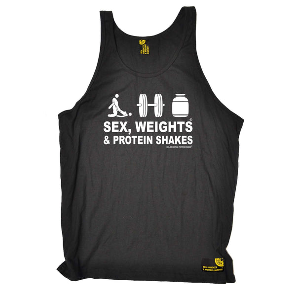 Sex Weights and Protein Shakes Gym Bodybuilding Vest - D3 Sex Weights Protein Shakes - Bella Singlet Top
