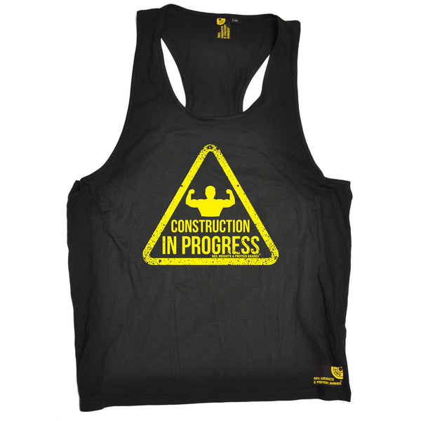 Sex Weights and Protein Shakes Gym Bodybuilding Vest - Construction In Progress - Bella Singlet Top