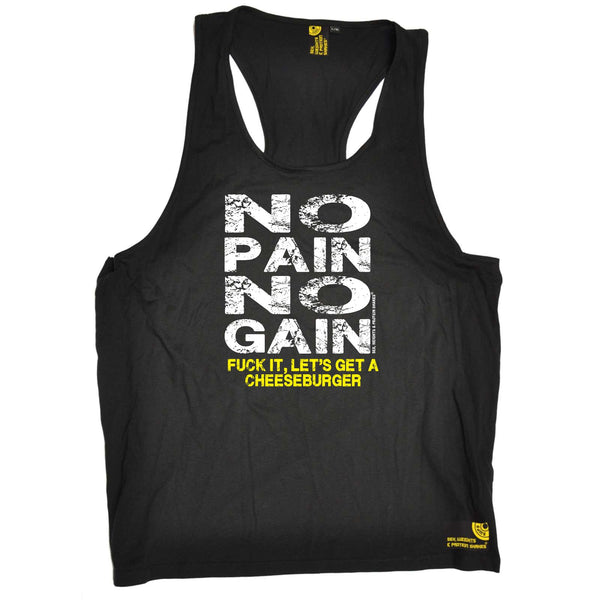Sex Weights and Protein Shakes Gym Bodybuilding Vest - Burger No Pain No Gain - Bella Singlet Top