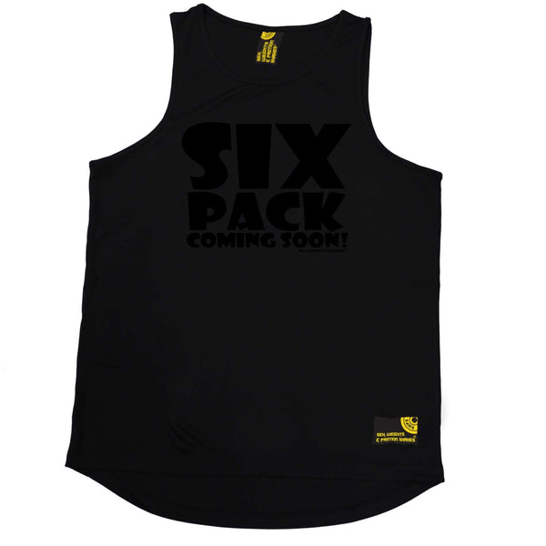 Sex Weights and Protein Shakes Gym Bodybuilding Vest - Black Six Pack Coming Soon - Dry Fit Performance Vest Singlet