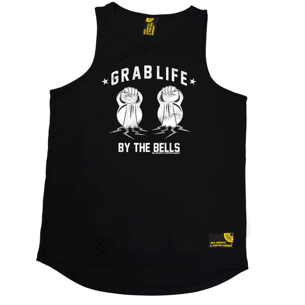 Sex Weights and Protein Shakes Gym Bodybuilding Vest - Grab Life By The Bells - Dry Fit Performance Vest Singlet