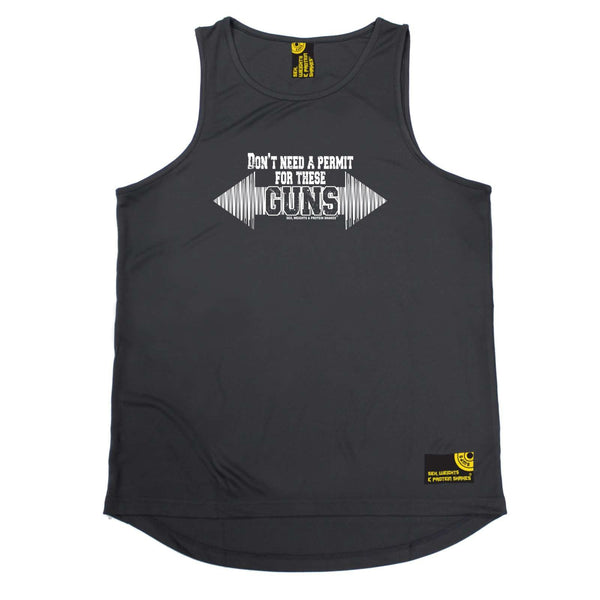Sex Weights and Protein Shakes Gym Bodybuilding Vest - Dont Need A Permit For These Guns - Dry Fit Performance Vest Singlet