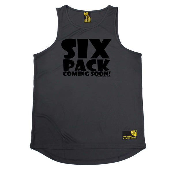 Sex Weights and Protein Shakes Gym Bodybuilding Vest - Black Six Pack Coming Soon - Dry Fit Performance Vest Singlet