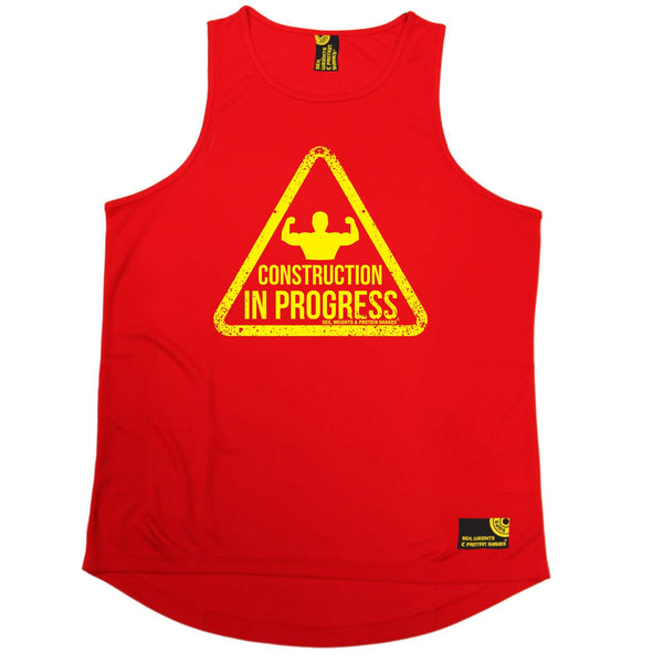 Sex Weights and Protein Shakes Gym Bodybuilding Vest - Construction In Progress - Dry Fit Performance Vest Singlet