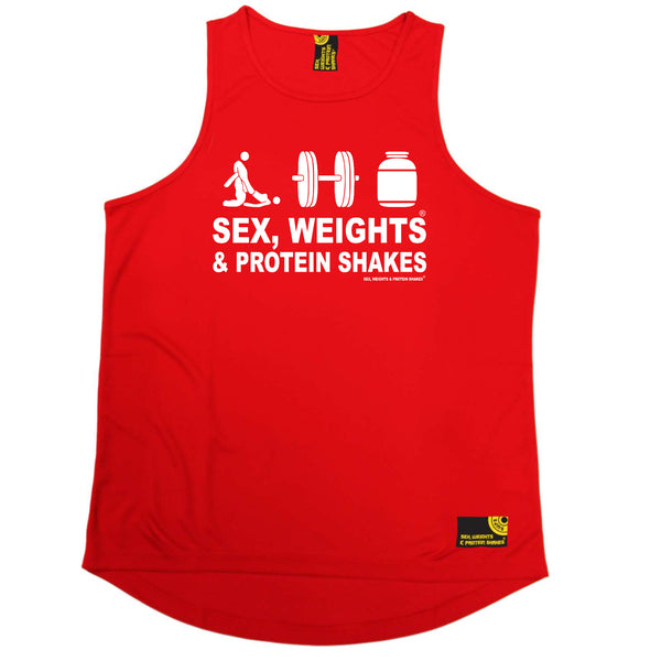 Sex Weights and Protein Shakes Gym Bodybuilding Vest - D3 Sex Weights Protein Shakes - Dry Fit Performance Vest Singlet