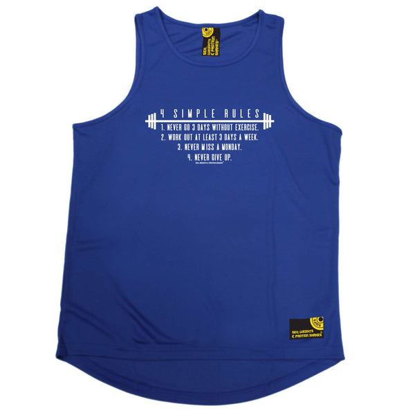 Sex Weights and Protein Shakes Gym Bodybuilding Vest - Four Simple Rules - Dry Fit Performance Vest Singlet