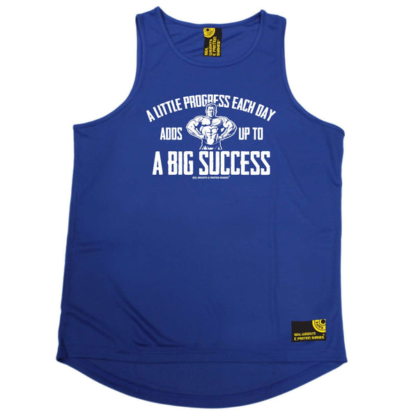 Sex Weights and Protein Shakes Gym Bodybuilding Vest - A Little Progress Each Day - Dry Fit Performance Vest Singlet