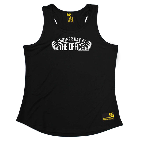 Sex Weights and Protein Shakes Womens Gym Bodybuilding Vest - Another Day At The Office - Dry Fit Performance Vest Singlet