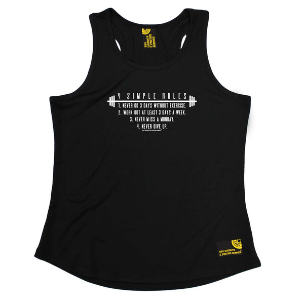 Sex Weights and Protein Shakes Womens Gym Bodybuilding Vest - Four Simple Rules - Dry Fit Performance Vest Singlet