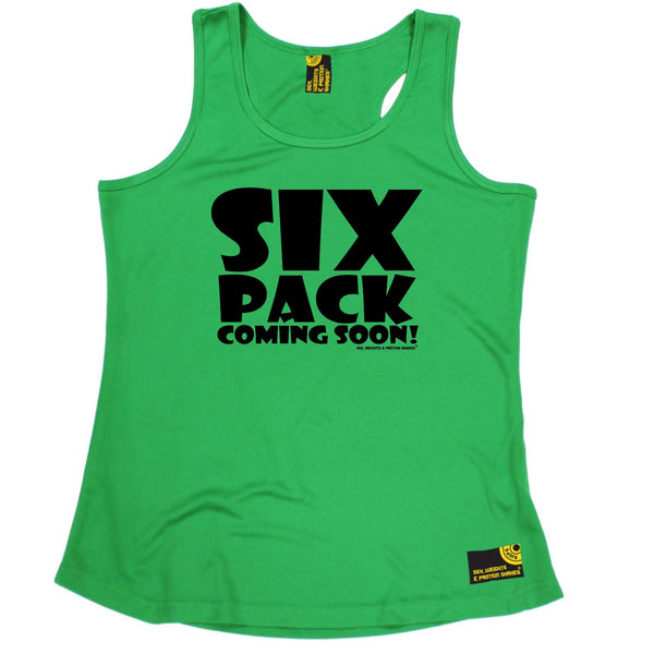 Sex Weights and Protein Shakes Womens Gym Bodybuilding Vest - Black Six Pack Coming Soon - Dry Fit Performance Vest Singlet