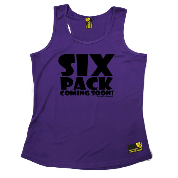 Sex Weights and Protein Shakes Womens Gym Bodybuilding Vest - Black Six Pack Coming Soon - Dry Fit Performance Vest Singlet
