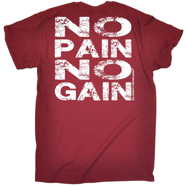 FB Sex Weights and Protein Shakes Gym Bodybuilding Tee - No Pain No Gain - Mens T-Shirt