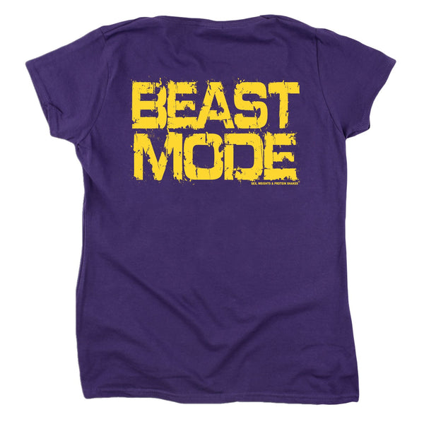 FB Sex Weights and Protein Shakes Gym Bodybuilding Tee - Beast Mode -  Womens Fitted Cotton T-Shirt Top T Shirt