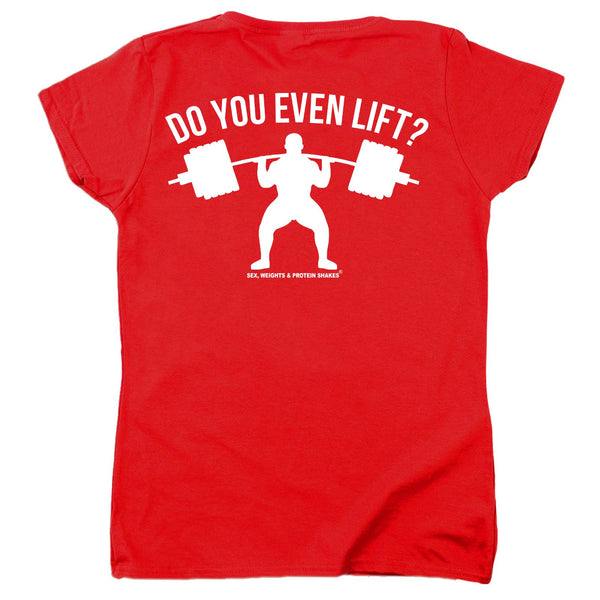 FB Sex Weights and Protein Shakes Gym Bodybuilding Tee - Do You Even Lift -  Womens Fitted Cotton T-Shirt Top T Shirt