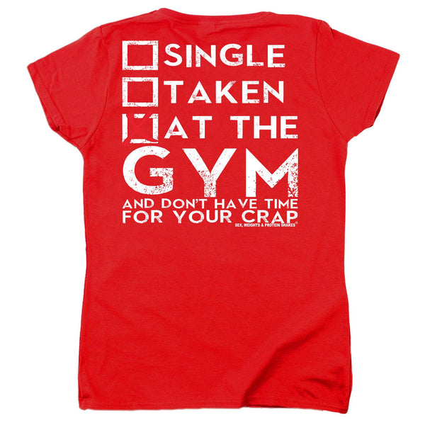 FB Sex Weights and Protein Shakes Gym Bodybuilding Tee - At The Gym -  Womens Fitted Cotton T-Shirt Top T Shirt