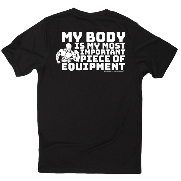 FB Sex Weights and Protein Shakes Gym Bodybuilding Tee - My Body Equipment - Dry Fit Performance T-Shirt