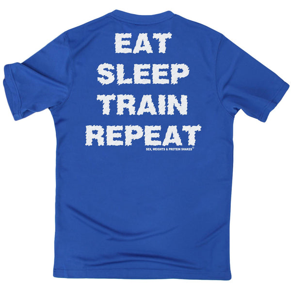 FB Sex Weights and Protein Shakes Gym Bodybuilding Tee - Eat Sleep Train - Dry Fit Performance T-Shirt