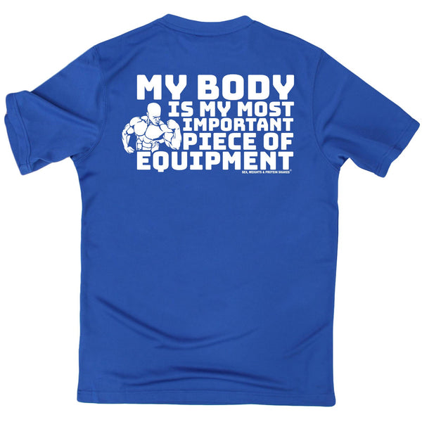 FB Sex Weights and Protein Shakes Gym Bodybuilding Tee - My Body Equipment - Dry Fit Performance T-Shirt