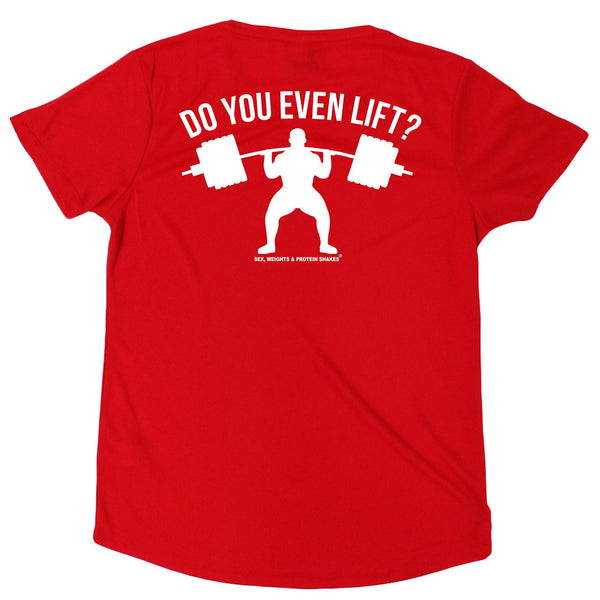 FB Sex Weights and Protein Shakes Gym Bodybuilding Ladies Tee - Do You Even Lift - Round Neck Dry Fit Performance T-Shirt