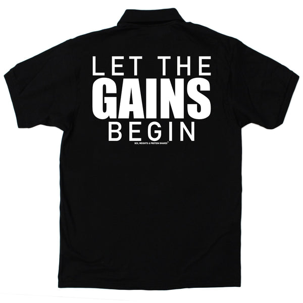 FB Sex Weights and Protein Shakes Gym Bodybuilding Polo Shirt - Let The Gains Begin - Polo T-Shirt