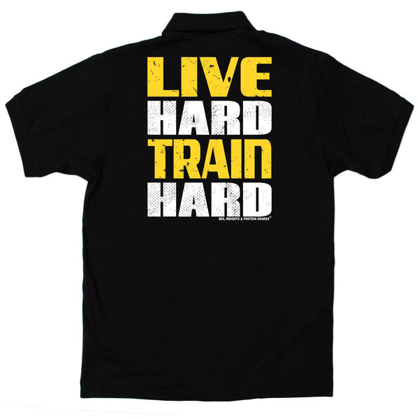 FB Sex Weights and Protein Shakes Gym Bodybuilding Polo Shirt - Live Hard Train Hard - Polo T-Shirt
