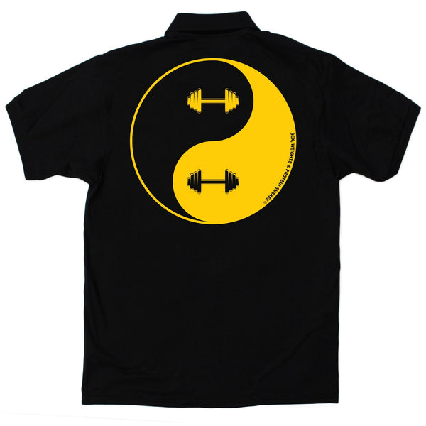 FB Sex Weights and Protein Shakes Gym Bodybuilding Polo Shirt - Dumbell Yin Yang - Polo T-Shirt