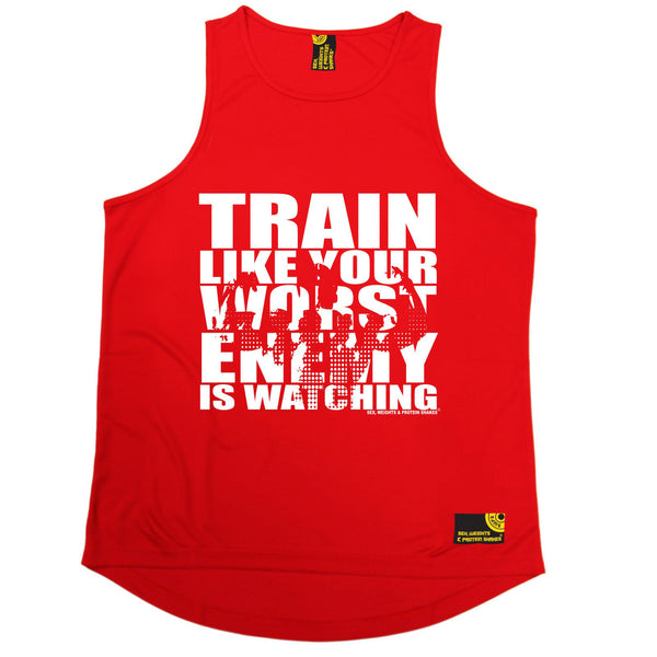 Sex Weights and Protein Shakes GYM Training Body Building -  Train Like Your Worst Enemy Is Watching - MEN'S PERFORMANCE COOL VEST - SWPS Fitness Gifts