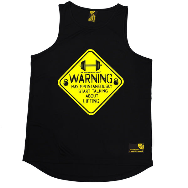 SWPS Warning Start Talking About Lifting Sex Weights And Protein Shakes Gym Men's Training Vest