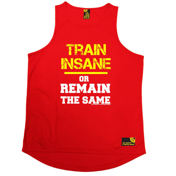 Sex Weights and Protein Shakes GYM Training Body Building -  Train Insane Or Remain The Same - MEN'S PERFORMANCE COOL VEST - SWPS Fitness Gifts