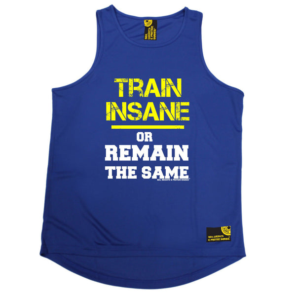 Sex Weights and Protein Shakes GYM Training Body Building -  Train Insane Or Remain The Same - MEN'S PERFORMANCE COOL VEST - SWPS Fitness Gifts