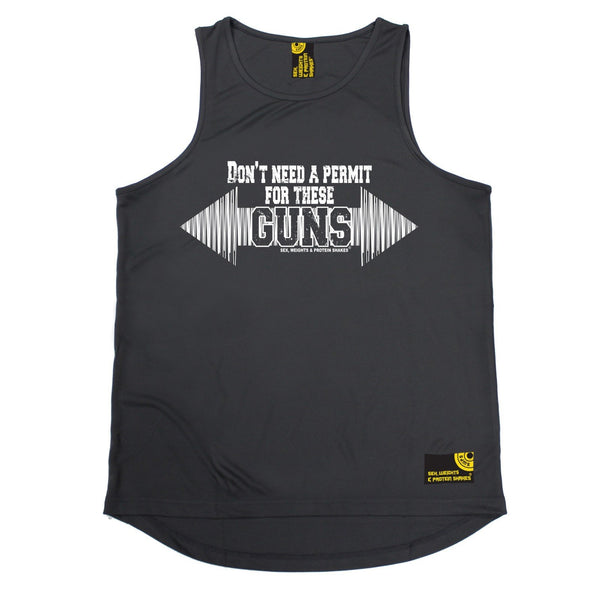 SWPS Don’t Need A Permit These Guns Sex Weights And Protein Shakes Gym Men's Training Vest