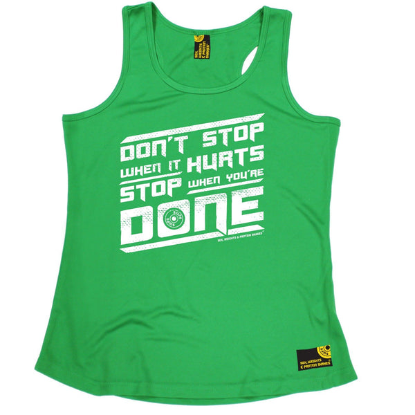 SWPS Don't Stop When It Hurts Sex Weights And Protein Shakes Gym Girlie Training Vest