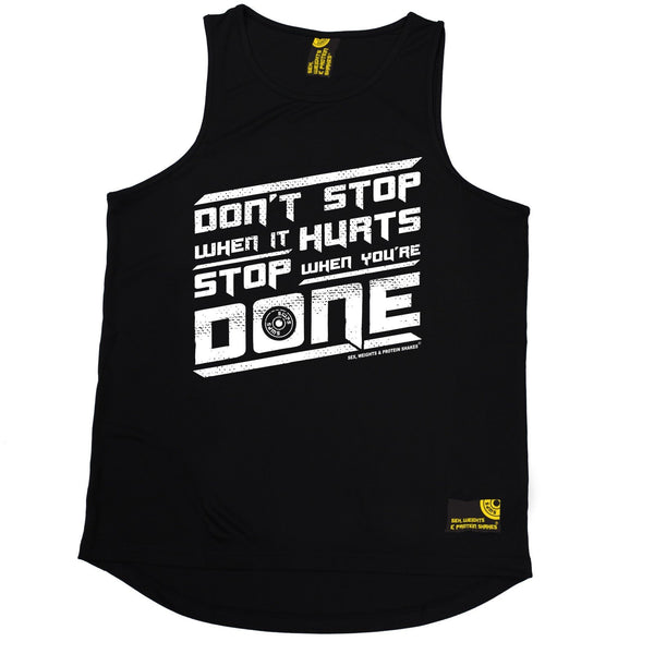 SWPS Don't Stop When It Hurts Sex Weights And Protein Shakes Gym Men's Training Vest