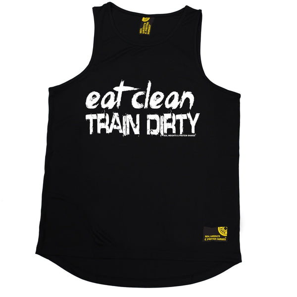 SWPS Eat Clean Train Dirty Sex Weights And Protein Shakes Gym Men's Training Vest