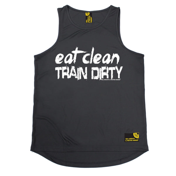 SWPS Eat Clean Train Dirty Sex Weights And Protein Shakes Gym Men's Training Vest