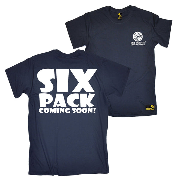 FB Sex Weights and Protein Shakes Gym Bodybuilding Tee - Six Pack Coming Soon - Mens T-Shirt