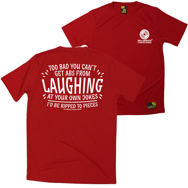 FB Sex Weights and Protein Shakes Gym Bodybuilding Tee - Laughing At Your Own Jokes - Dry Fit Performance T-Shirt