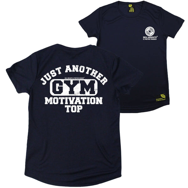 FB Sex Weights and Protein Shakes Gym Bodybuilding Ladies Tee - Just Another Gym Motivational Top - Round Neck Dry Fit Performance T-Shirt