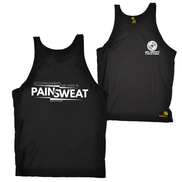 FB Sex Weights and Protein Shakes Gym Bodybuilding Vest - Pain And Sweat Accomplishments - Bella Singlet Top
