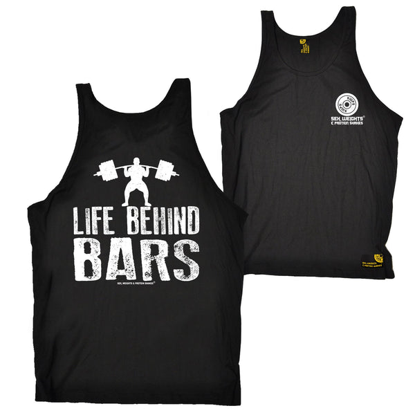 FB Sex Weights and Protein Shakes Gym Bodybuilding Vest - Life Behind Bars - Bella Singlet Top