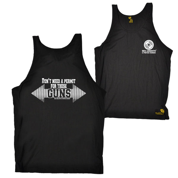 FB Sex Weights and Protein Shakes Gym Bodybuilding Vest - Dont Need A Permit - Bella Singlet Top