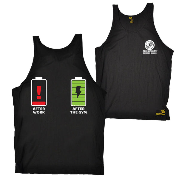FB Sex Weights and Protein Shakes Gym Bodybuilding Vest - After Gym Battery - Bella Singlet Top