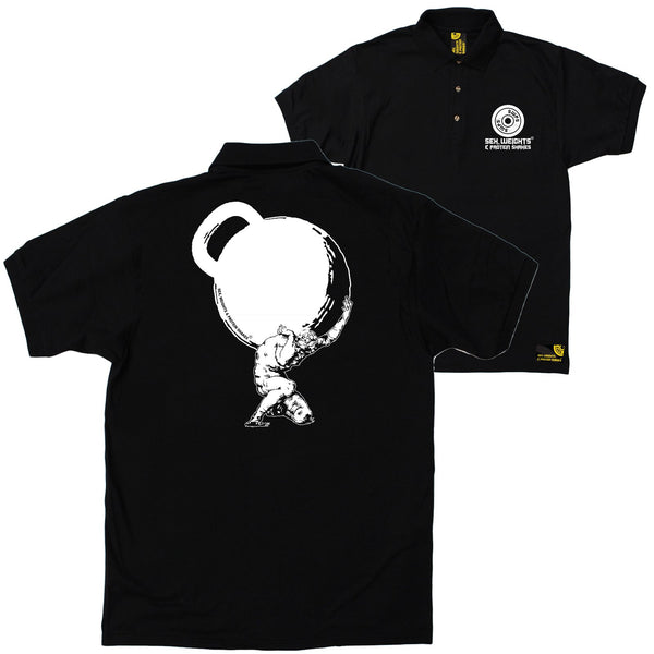 FB Sex Weights and Protein Shakes Gym Bodybuilding Polo Shirt - Atlas Kettlebell - Polo T-Shirt