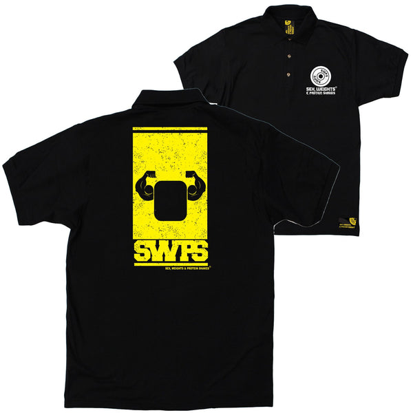 FB Sex Weights and Protein Shakes Gym Bodybuilding Polo Shirt - Flexing Arms Yellow - Polo T-Shirt