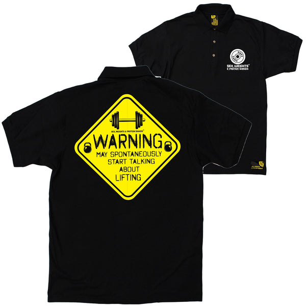 FB Sex Weights and Protein Shakes Gym Bodybuilding Polo Shirt - Warning Talking About Lifting - Polo T-Shirt