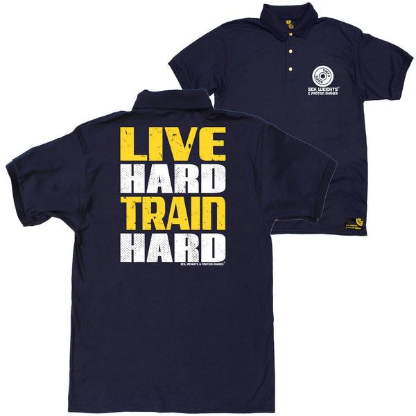 FB Sex Weights and Protein Shakes Gym Bodybuilding Polo Shirt - Live Hard Train Hard - Polo T-Shirt