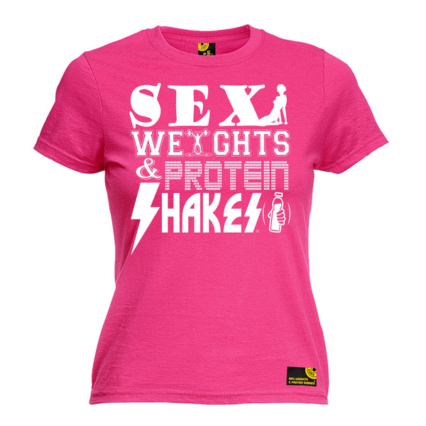 Sex Weights & Protein Shakes ... D2 Women's Fitted T-Shirt